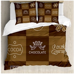 Bettwäsche Milbensicher Allergiker geeignet mit Kissenbezügen, Abakuhaus, Microfaser, Schokolade Kakao Schokolade braun 155 cm x 220 cm