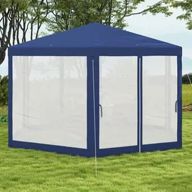 Outsunny Pavillon 3,94 x 3,41 m inkl. 6 Seitenteile Blau