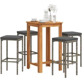 vidaXL Gartenbar-Set 5-tlg. Grau
