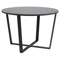 AC Design Furniture Albert runder Esstisch schwarz, Esszimmertisch rund, einfach zu montieren, Tisch mit schwarzer Marmor Optik und Metallgestell, Ø: 110 x H: 75 cm, 1 Stk.