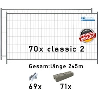 Bauzaun Set / Paket | 70 Stk classic 2 mit Betonfüßen