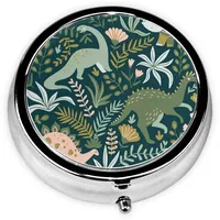 Niedliche Dinosaurier-Pillendose – 5,1 x 5,1 x 1,8 cm, niedliche Mini-Reise-Medikamenten-Organizer-Box für Geldbörse, Tasche
