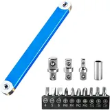 JININOSEU Offset Extension Wrench Set, Offset Schlüssel, 39 cm Ratschenverlängerung für Engstellen im KFZ-Motorraum (4-teiliges Set + 10er-Bit-Basis)