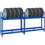 PROREGAL Mega Deal | 2X Reifenregal Tiger | HxBxT 100x110x35 cm | 150kg Fachlast | bis zu 16 Reifen | mit Ebenen | Blau