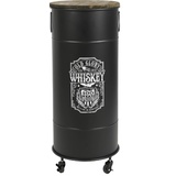 Urban living „LOFT & Metal“ KANISTERBAR MIT TÜR UND Rollen Old Glory Whisky Design H85CM, Schwarzes Holz
