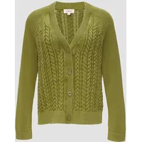 S.Oliver - Baumwollcardigan mit Zopfmuster, Khaki, 38