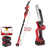 Akku-Hochentaster, 8 Zoll bürstenlose Mini-Akku-Kettensäge, 2-in-1-Elektro-Astschere, 2 m lange Teleskopstange, für Äste und Garten - Onevan