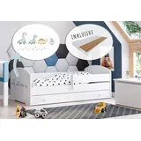 Kids Collective Kinderbett mit Dinosaurier-Motiv 80 x 160 cm Holz lackiert weiß
