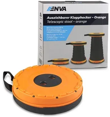 Enva Ausziehbarer Klapphocker Teleskophocker - Orange