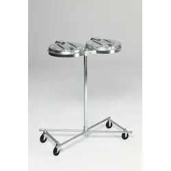 PROREGAL Robuster Doppel-Abfallsammler mit Metall-Deckel | Fahrbar | 2x 120 Liter, HxBxT 102x86x48cm | Stahl | Verzinkt-Verzinkt | Mülleimer