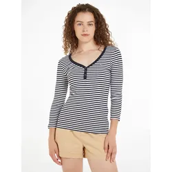 3/4-Arm-Shirt »SLIM 5X2 STR RIB HENLEY 3/4«, in gestreifter Optik, Gr. XXL (44), desert sky/white, , 92873948-XXL