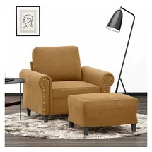 vidaXL Sessel mit Hocker Samt 50 x 62 x 60 cm Braun