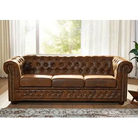 Massivmoebel24 Sofa 203x86x72 braun CHESTERFIELD