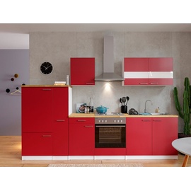 Respekta Küchenzeile Malia 300 cm E-Geräte rot/weiß