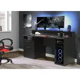 Forte Tezaur Gamer Schreibtisch 160x72cm schwarz/schwarz (TZRB213-Z113)
