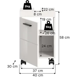 Möbel Boss Waschbeckenunterschrank Nova 40 x 58 x 30 cm Weiß Hochglanz