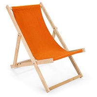 Holz Sonnenliege Strandliege Liegestuhl aus Holz Gartenliege 2 Stück (orange)