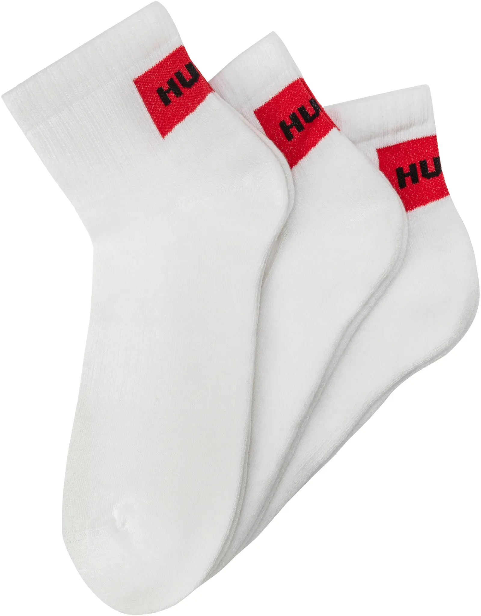 Freizeitsocken HUGO UNDERWEAR, Herren, Gr. 39-42, weiß, Baumwollmischung, unifarben mit Farbeinsatz, elastisch, Socken, mit kontrastfarbenem HUGO Logo