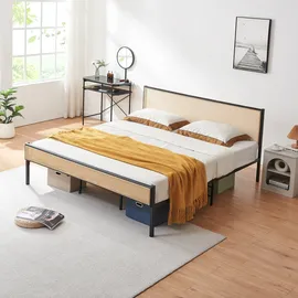 [en.casa] Metallbett Linköping 180 x 200 cm mit rechteckigem Kopfteil + Matratze