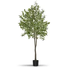 Tectake tectake® Künstlicher Olivenbaum Oleand verschiedene Größen mit viel Volumen, stabiler Kunststoff-Blumentopf