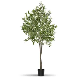 Tectake tectake® Künstlicher Olivenbaum Oleand verschiedene Größen mit viel Volumen, stabiler Kunststoff-Blumentopf