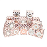 Frau WUNDERVoll® DIY Adventskalender Vorfreude zum Befüllen,Faltschachteln rosegold Streifen