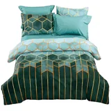 Coonoor Bettwäsche in Gr. 135x200, 200x200 oder 240x220 cm Gestreifte Bettbezug, Geometrisch Bettdeckenbezug Modern Deckenbezug Bettwaesche grün