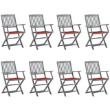 vidaXL Klappbare Gartenstühle 8 Stk. mit Kissen Massivholz Akazie