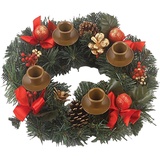 BUNIQ Weihnachtskranz Kerzenhalter, 30 cm Künstlicher Adventskranz Mit Kerzenhaltern, Weihnachts-Advents-Kerzenhalter, Adventskranz Kerzenhalter Weihnachtsdeko