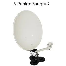 PremiumX Camping SAT Anlage Single LNB 10m Kabel 2x F-Stecker Tischhalter Masthalter Saugfuß im Koffer Camp Zubehör