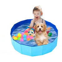 UUEMB Faltbarer Hundepool für Kleine Hunde, 80 x 30cm Hundebadewanne Katzen Swimmingpool Planschbecken für Kinder, Haustier Schwimmbecken rutschfest Sicher Tragbar Kinderpool Blau