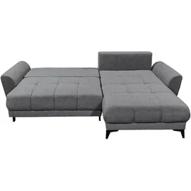 Froschkönig24 Bern Ecksofa 281 x 189 cm, mit Schlaffunktion und Bettkasten Dunkelgrau