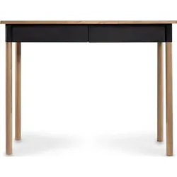 Flow Schreibtisch schwarz mit Tischplatte aus Eiche