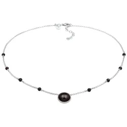 Elli PREMIUM Onyx Edelstein Perlen Choker 925 Silber 36 Damen 