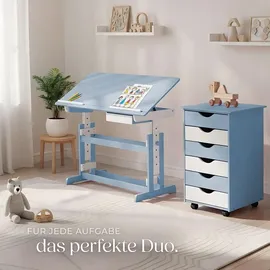 Tectake Schreibtisch und Rollcontainer 63 x 94 x 0 cm blau