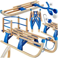 Tectake Holzschlitten, klappbar, mit Rückenlehne, solide Stahlkufen, 38 x