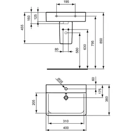 Ideal Standard Connect Cube Handwaschbecken 40 x 36 cm (E7137MA)