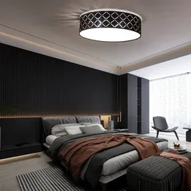 GLOBO RGB LED Deckenleuchte Textil schwarz gold, satiniert, Fernbedienung dimmbar, 2x 8,5w 806lm Warmweiß, Dxh 38x10 cm