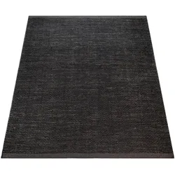 Paco Home Wollteppich »Kasko 300«, rechteckig, 12 mm Höhe, Handweb, Flachgewebe, reine Wolle, handgewebt, hochwertig verarbeitet Paco Home anthrazit B: 60 cm   1 St.