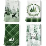 Famanu Küchentücher Set 4 Stück mit einzigartigen Weihnachtsmotiven - 50 x 70 cm