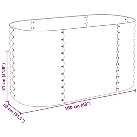 vidaXL Garten-Hochbeet 160x80x81 cm Verzinkter Stahl Silbern