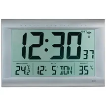 Peweta digitale Funkwanduhr DCF77 silber Kunststoff 41,0 x 27,0 cm