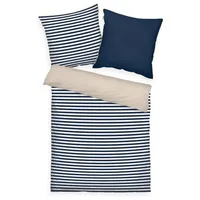 Herding TOM TAILOR Perkal Wendebettwäsche blau/braun-beige 155x220+80x80 cm (512606)