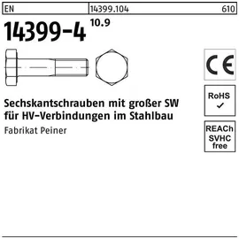 Peiner Umformtechnik Peiner EN 14399-4 Sechskant-Schaftschraube M12x90 Stahl 10.9 blank