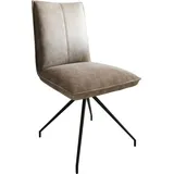 DeLife Polsterstuhl Lelio-Flex, Kreuzgestell konisch Schwarz Mikrofaser Taupe Vintage Taschenfederkern grau 53 cm x 92 cm x 61 cm