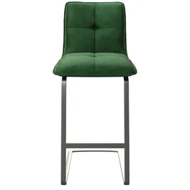 DeLife Barstuhl Maddy-Flex Samt Grün Freischwinger flach Edelstahl