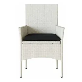vidaXL Gartenstühle mit Kissen 2 Stk. Weiß Poly Rattan