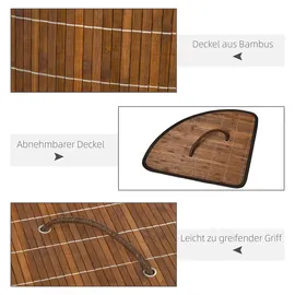Homcom Wäschekorb 55L Wäschesammler mit Griffen, herausnehmbarer Wäschesack, Eck Wäschetonne Laundry Baskets für Waschküche Badezimmer Schlafzimmer Braun