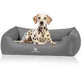 Knuffelwuff orthopädisches Hundebett Oliver, S - Dunkelgrau | Easy Clean Wildlederoptik | Memory Foam | wasserabweisend waschbar | gelenkschonend robust für kleine bis große Hunde