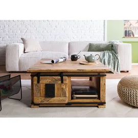 MASSIVMOEBEL24.DE RAILWAY Beige Mangoholz 90 x 45 x 90 cm
